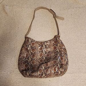 Made in Italy snake embossed genuine leather shoulder bag